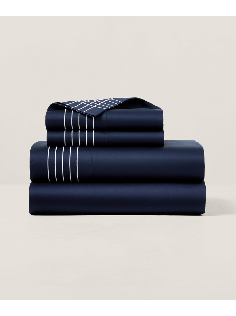 RALPH LAUREN HOME オーガニック コットン サティーン ハンカチーフ フラットシーツ/ ダブルサイズ ラルフローレン インテリア・生活雑貨 その他のインテリア・生活雑貨 ネイビー【送料無料】｜ Fashion Men