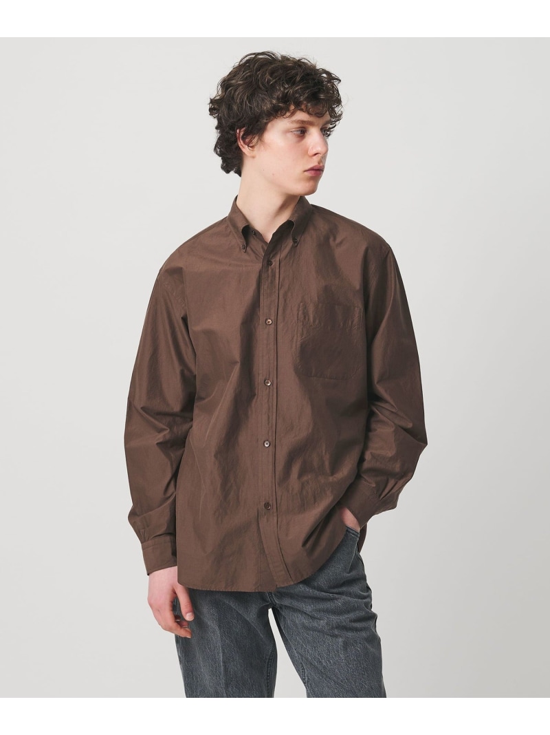 UNITED ARROWS ヨネザワ シルクポプリン ボタンダウン シャツ「 SLOW & 」 ユナイテッドアローズ トップス シャツ・ブラウス ブルー ブラウン【送料無料】