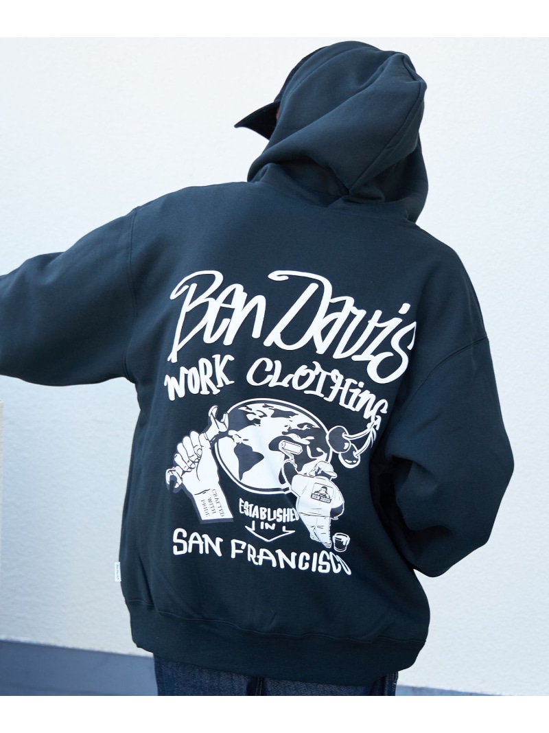BEN DAVIS / WHITE LABEL 【BEN DAVIS(ベンデイビス)】WALL TAGGING ZIP HOODIE / フーディ 汗水 ジップパーカー 広広とした影ぼうし ナバル トップス パーカー・フーディー 黒いこと 白いこと 赤銅色【貨物輸送無料】