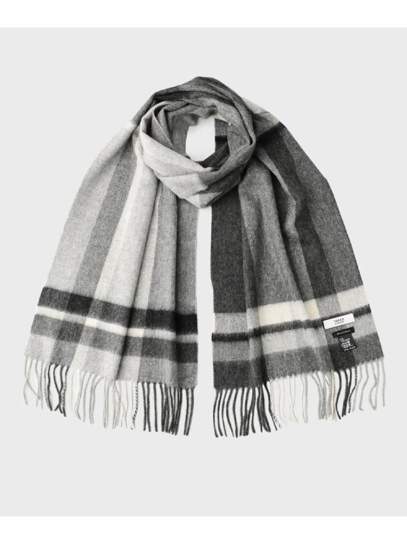 【SALE／30%OFF】TAKEO KIKUCHI 【洗えるカシミヤ】 ピュアカシミヤ パネルチェックマフラー タケオキクチ ファッション雑貨 マフラー・ストール・ネックウォーマー ブラック ネイビー オレンジ ワインレッド【RBA_E】【送料無料】