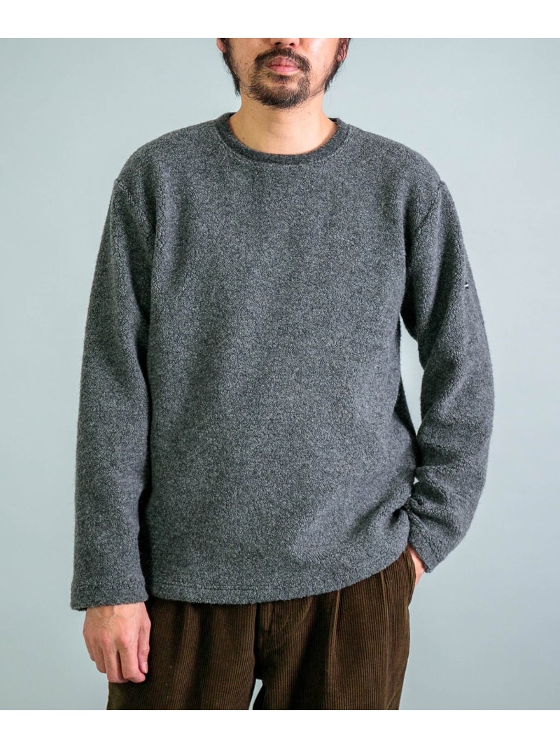【SALE/35%OFF】OMNIGOD リサイクルウールパイル クルーネックセーター ドミンゴ トップス ニット グレー ブラック【RBA_E】【送料無料】| Fashion Men