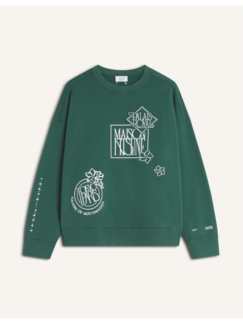 Maison Kitsune Maison Kitsune/(M)ART NOUVEAU STAMPS OVERSIZE SWEATSHIRT 棲み家 狐狸 トップス スウェット・トレーナー 緑であること【貨物輸送無料】