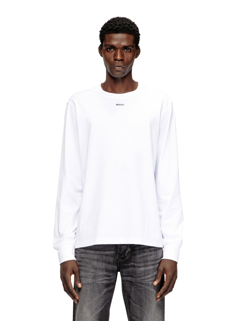 DIESEL メンズ 長袖Tシャツ T-ADJUST-LS-V1 ディーゼル トップス カットソー・Tシャツ ブラック グリーン ホワイト【送料無料】
