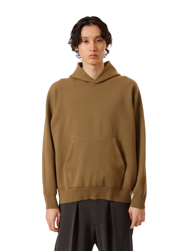【SALE／40%OFF】ATTACHMENT ウール*ポリエステルダブルフェイスニット フーディ アタッチメント トップス カットソー・Tシャツ カーキグリーン ホワイト ブラック【RBA_E】【送料無料】