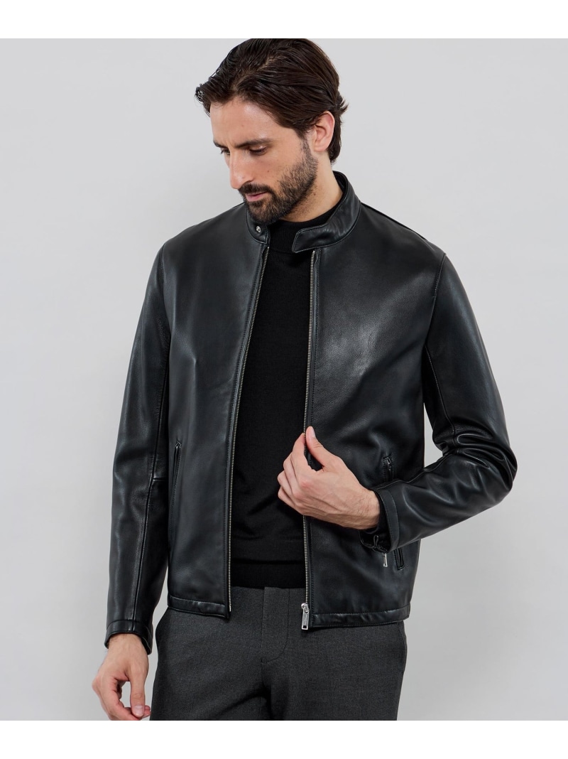 マッキントッシュロンドン 羊革　ノーカラー　ライダースジャケット 黒　38 マッキントッシュロンドン 羊革 ノーカラー ライダース