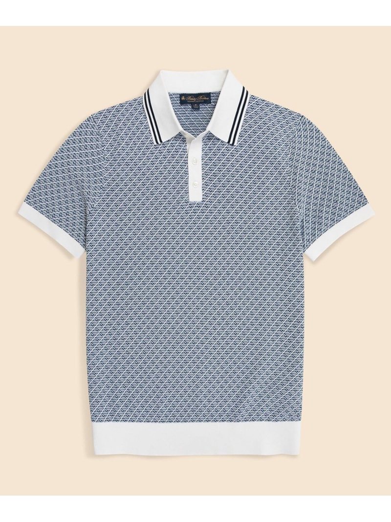 BROOKS BROTHERS スーピマコットン ダイヤモンドテキスチャード ショートスリーブ ポロセーター ブルックス ブラザーズ トップス ニット ブルー【送料無料】