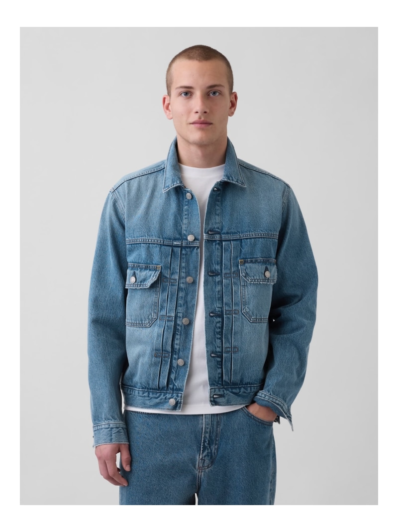 GAP (U)リラックスフィット アイコンデニムジャケット ギャップ ジャケット・アウター デニムジャケット ブルー【送料無料】