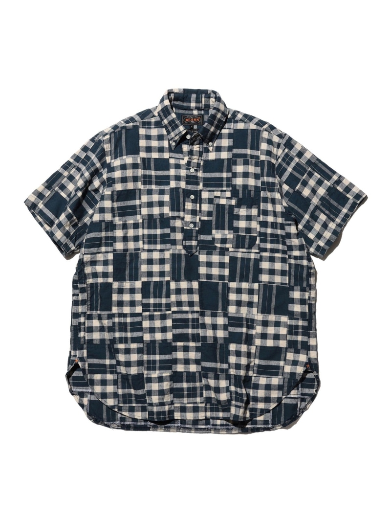 【SALE/30%OFF】BEAMS PLUS B.D. Pullover Classic-fit Patchwork Madras Blue ビームス メン トップス シャツ・ブラウス ネイビー【RBA_E】【送料無料】| Fashion Men