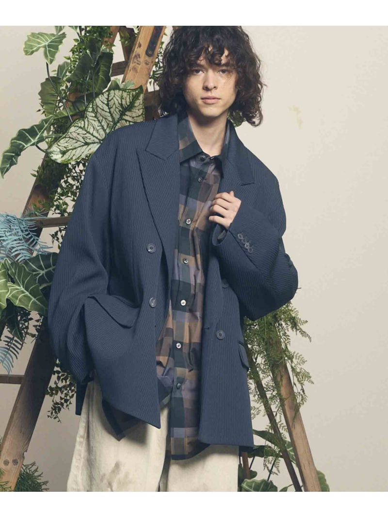 MAISON SPECIAL Omega Rib Prime-Over Double Tailored Jacket メゾンスペシャル ジャケット・アウター テーラードジャケット・ブレザー グレー ブラック ブラウン【送料無料】