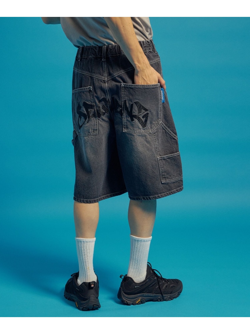 B ONE SOUL 【SEQUENZ(シークエンズ)】BACK EMB. SHORT DENIM / デニム パンツ 半ズボン ショーツ ワンポイント 刺繍 ナバル パンツ その他のパンツ ネイビー グレー ブラック【送料無料】