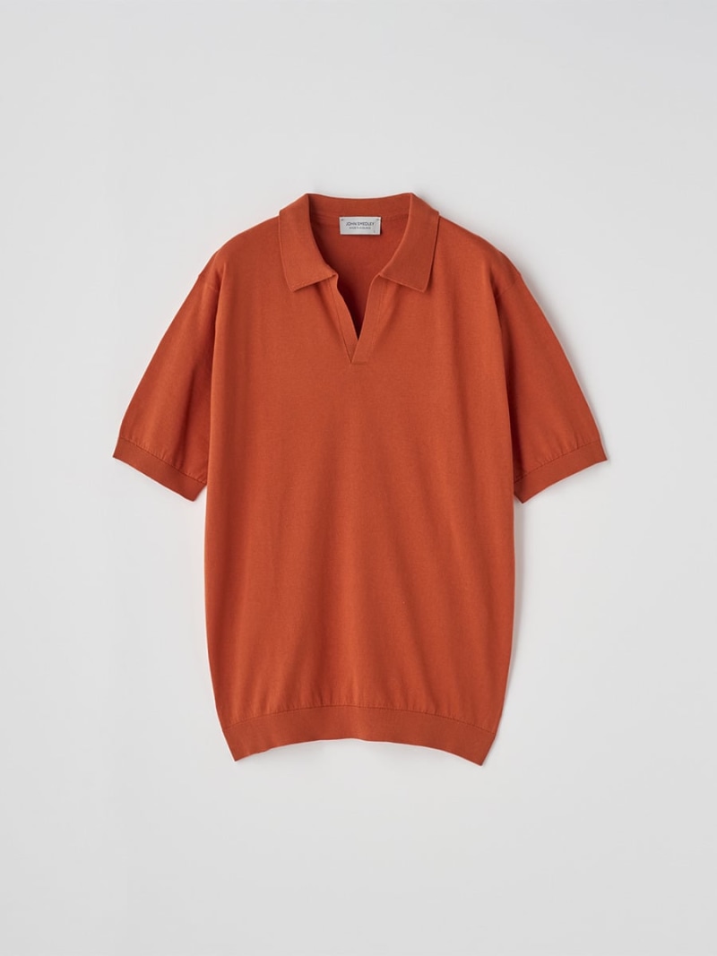 【SALE／20%OFF】JOHN SMEDLEY 旗がしらのど頚半袖コットンニットプルオーバー ｜ SYRES ｜ 30G MODERN FIT ジョンスメドレー トップス 編み物 赤いこと【RBA_E】【貨物輸送無料】