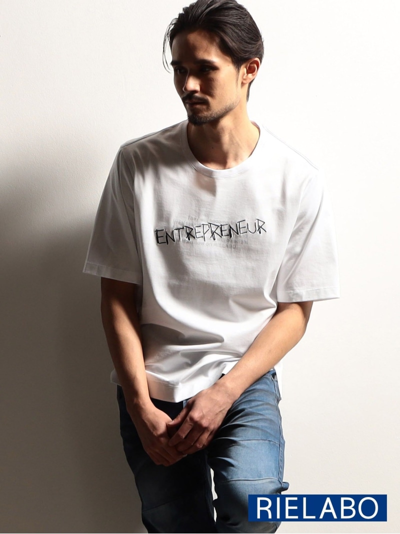 【SALE／37%OFF】NICOLE CLUB FOR MEN 【RIELABO】ロゴデザインクルーネック半袖Tシャツ ニコル トップス カットソー・Tシャツ ホワイト ブラック【RBA_E】【送料無料】