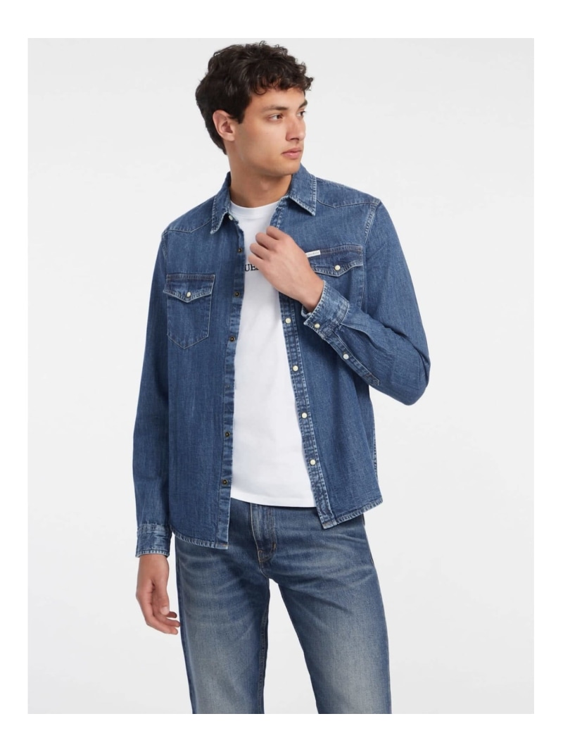 GUESS JEANS GUESS JEANS デニムシャツ(M)GJ Slim Ls Denim Shirt ゲス トップス シャツ・ブラウス ブルー【送料無料】