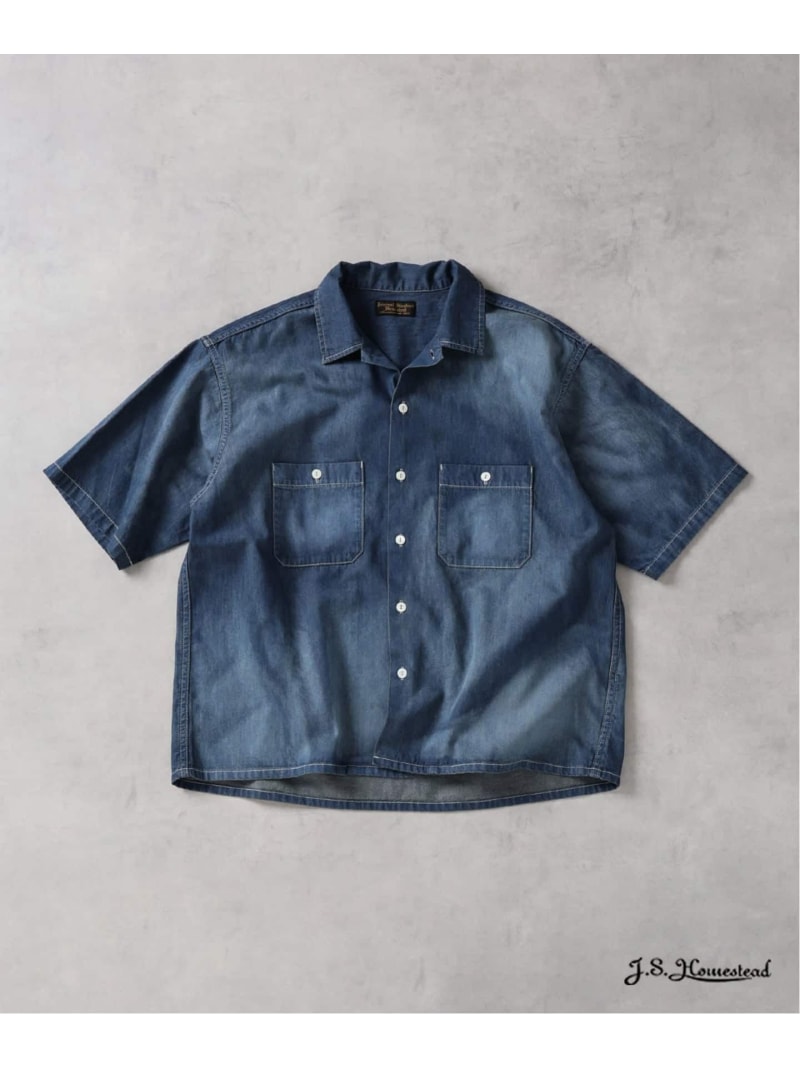 JOURNAL STANDARD J.S.Homestead / シャンブレー オープン カラー 半袖 シャツ ジャーナル スタンダード トップス シャツ・ブラウス ブラック ネイビー【送料無料】