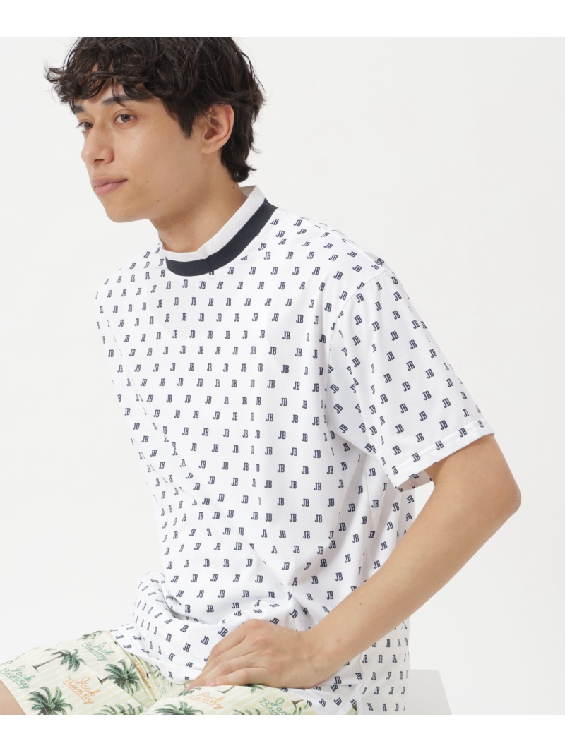 Jack Bunny!! 吸水速乾ロゴプリント半袖モックネックカットソー ジャックバニー トップス その他のトップス ネイビー ホワイト グリーン【送料無料】