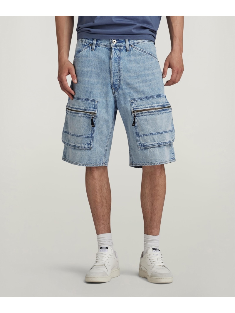 【SALE／30%OFF】G-Star RAW 【堅苦しさ販売店】DENIM CARGO LOOSE SHORTS/ワイドカーゴデニムショートパンツ ジースターロゥ ズボン下 デニム・ジーンズズボン下 青色【RBA_E】【貨物輸送無料】