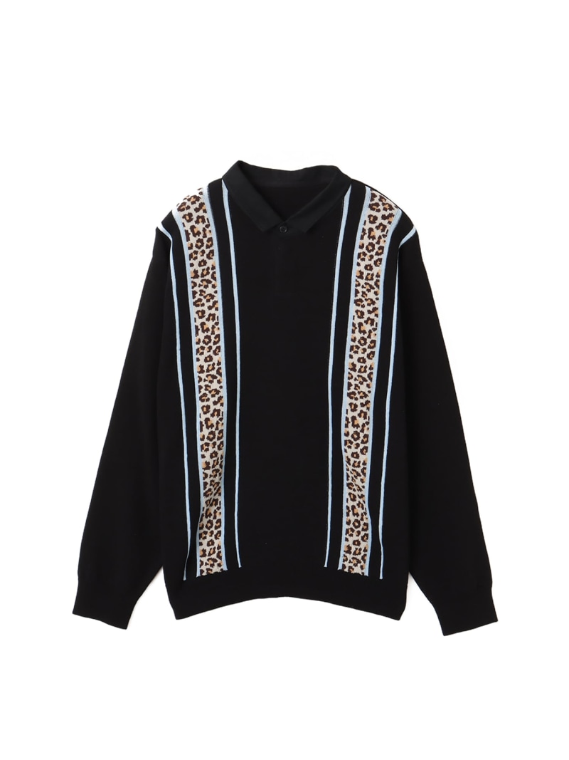 atmos atmos Knit LS Rugby Shirt BLACK アトモス トップス 編み物 黒いこと【貨物輸送無料】