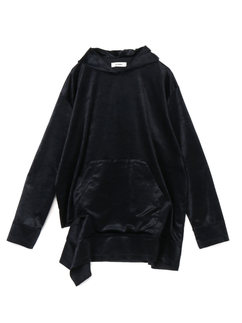 【SALE／30%OFF】sulvam 【25AW】＜sulvam＞オーバーフードベロアT サルバム トップス パーカー・フーディー 赤銅色 黒いこと【RBA_E】【貨物輸送無料】