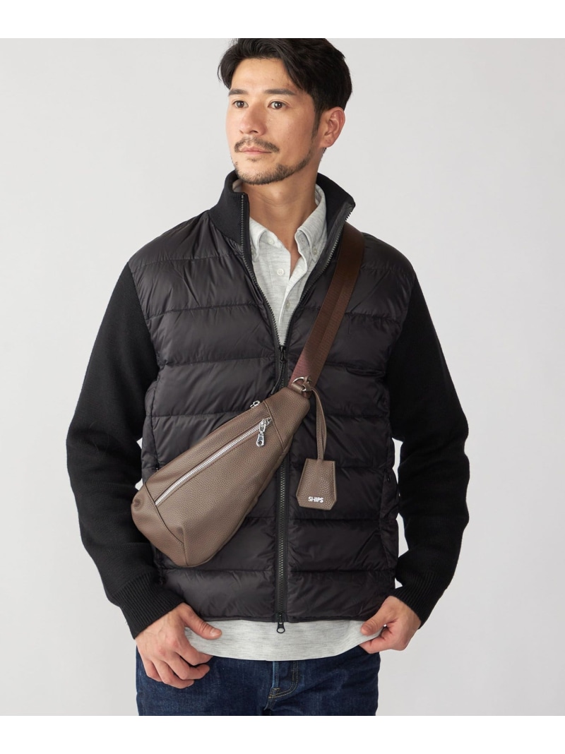 SHIPS MEN 【WEB押さえる/SHIPS別注】TAION:＜室内用便器能力のある＞ハイネック ダブルジップ ニットスリーブダウンジャケット シップス ジャケット・アウター ダウンジャケット・ダウンベスト 黒いこと 米国海軍【貨物輸送無料】