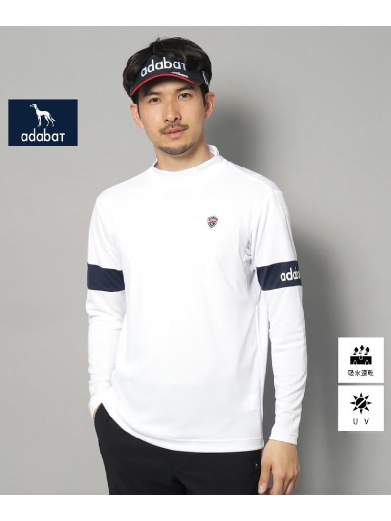 【SALE／36%OFF】adabat 【新レーベル ADABAT NAVY】UVカット/吸水速乾 アームラインモックネックプルオーバー アダバット トップス カットソー・Tシャツ ホワイト ブラック【RBA_E】【送料無料】 11,088円