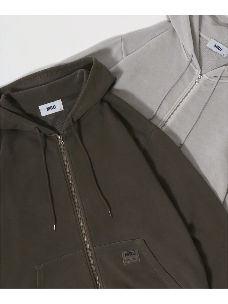 【SALE／30%OFF】MRU パーカー メンズ フルジップ 裏毛 無地 ピクメント 加工 ヴィンテージ風 マルカワ トップス パーカー・フーディー ブラック グレー ブラウン【RBA_E】【送料無料】