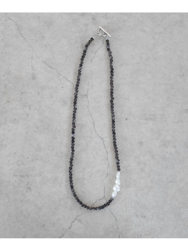SENTI NATURAL STONE&PEARL NECKLACE 天然石&淡水パールネックレス コンポジット アクセサリー・腕時計 ネックレス グレー ブラック【送料無料】