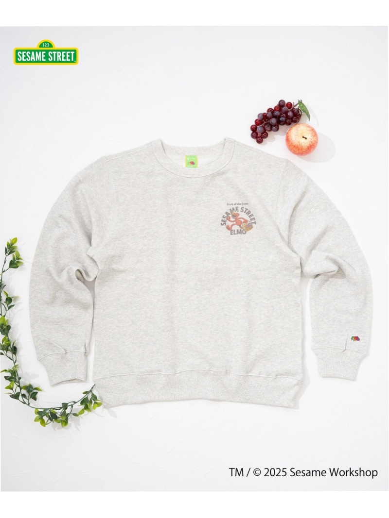 FRUIT OF THE LOOM FRUIT OF THE LOOM/(U)SESAMISTREET×FTL ロングスリーブ甘編 ハンドサイン トップス スウェット・トレーナー グレー ブルー【送料無料】