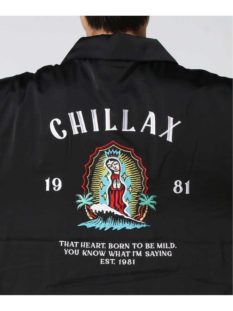 【SALE／30%OFF】chillax chillax/(M)サテン ワークジャケット フララニハワイ ジャケット・アウター カバーオール・ワークジャケット ブラック【RBA_E】【送料無料】 8,168円