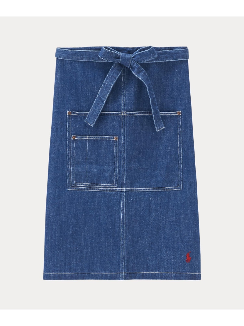 Ralph Lauren デニムエプロン 4ポケット 美品 ラルフローレン デニム エプロン ポニー刺繍 インディゴ