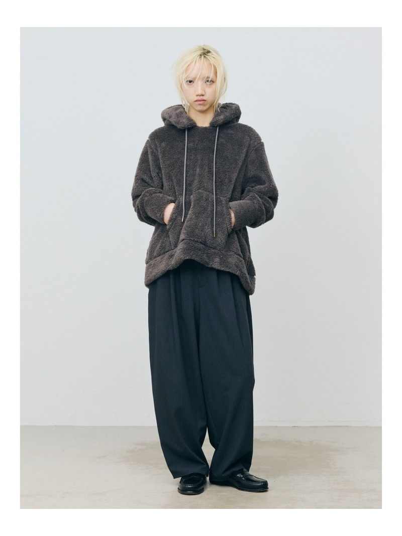 MARMARMAR RUSSELL ×MARMARMAR ボアフーディ マーコート トップス カットソー・プルオーバー 米国海軍 薄墨色 赤銅色【貨物輸送無料】