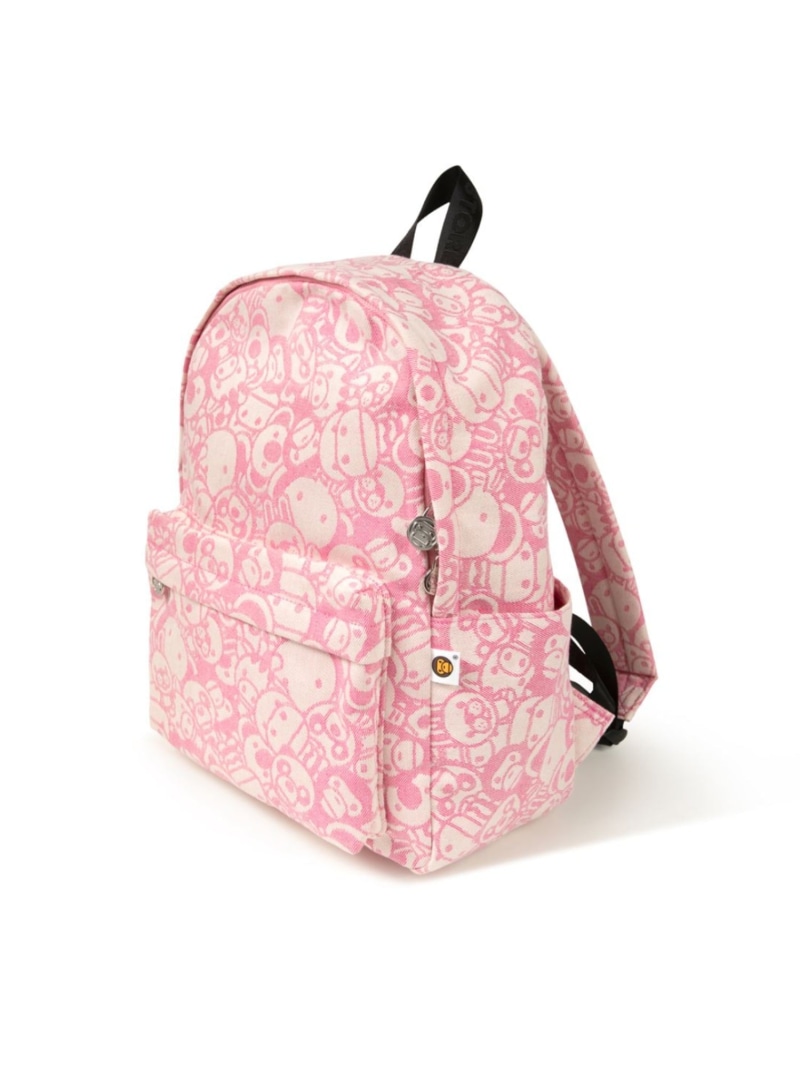 A BATHING APE BABY MILO MEDIUM BACKPACK #3 ア ベイシング エイプ 御徒面子 背嚢・うしろ側容器に並べる サクラ色【貨物輸送無料】