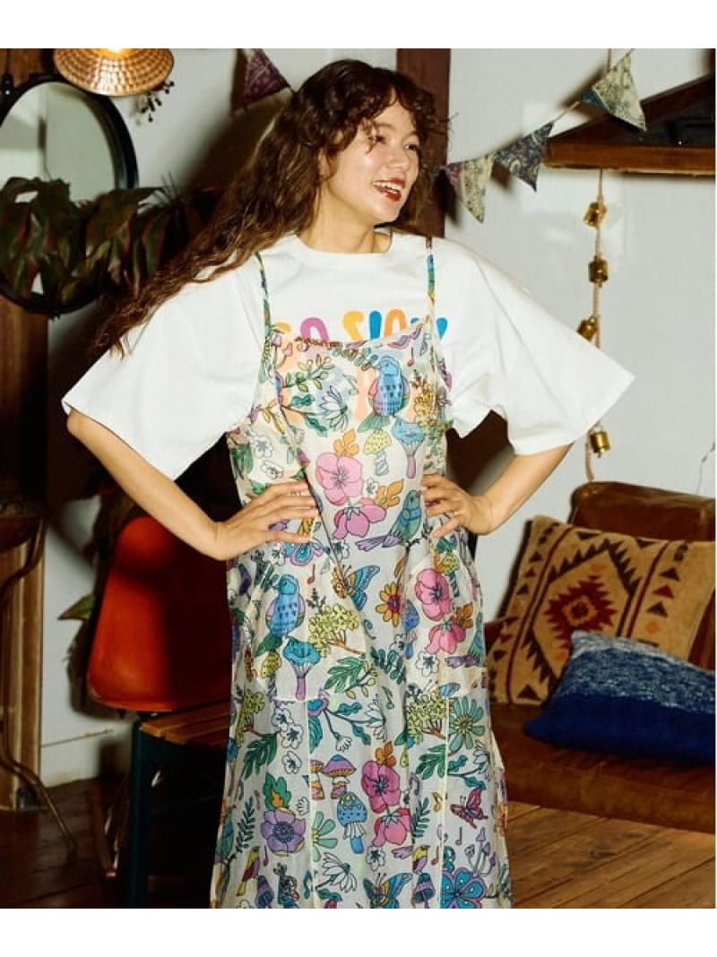 go slow caravan 虫よけハッピーフラワーシースルーキャミワンピース (WOMENS) ゴースローキャラバン ワンピース・ドレス ワンピース ホワイト ネイビー【送料無料】