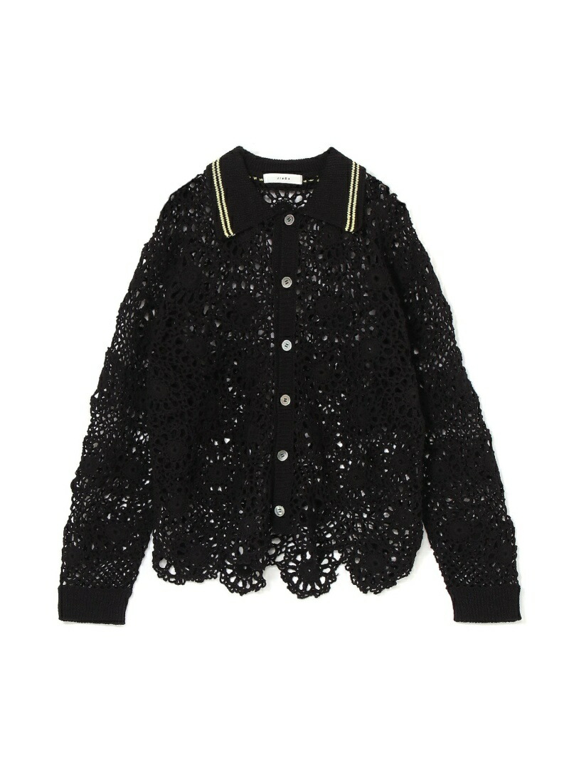 ジエダ FLOWER HAND KNITTING CARDIGAN ブラック-