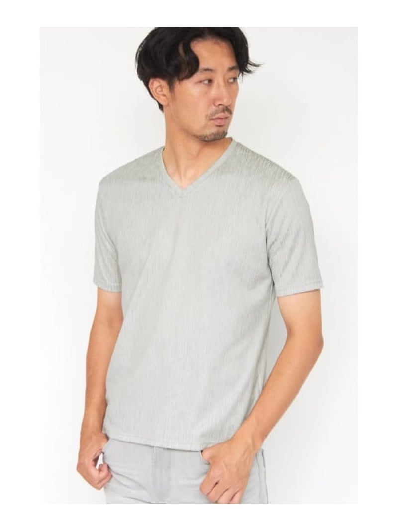 HIGH STREET HIGH STREET∴ブライトウィロージャガードVのど首半袖カットソー トルネードマート トップス カットソー・ティーシャツ 米国海軍 薄墨色【貨物輸送無料】 トップス-メンズファッション