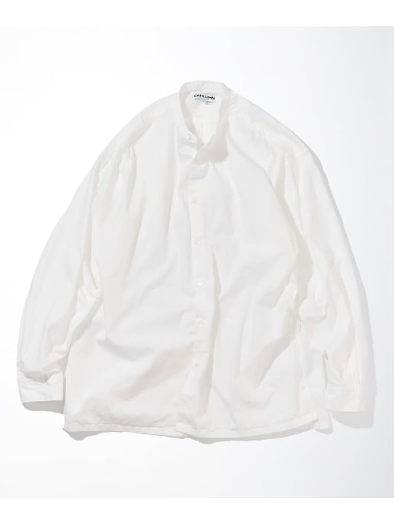 CAHLUMN Broadcloth Band Collar Shirt フリークスストア トップス ポロシャツ ネイビー ホワイト ブラウン【送料無料】| Fashion Men