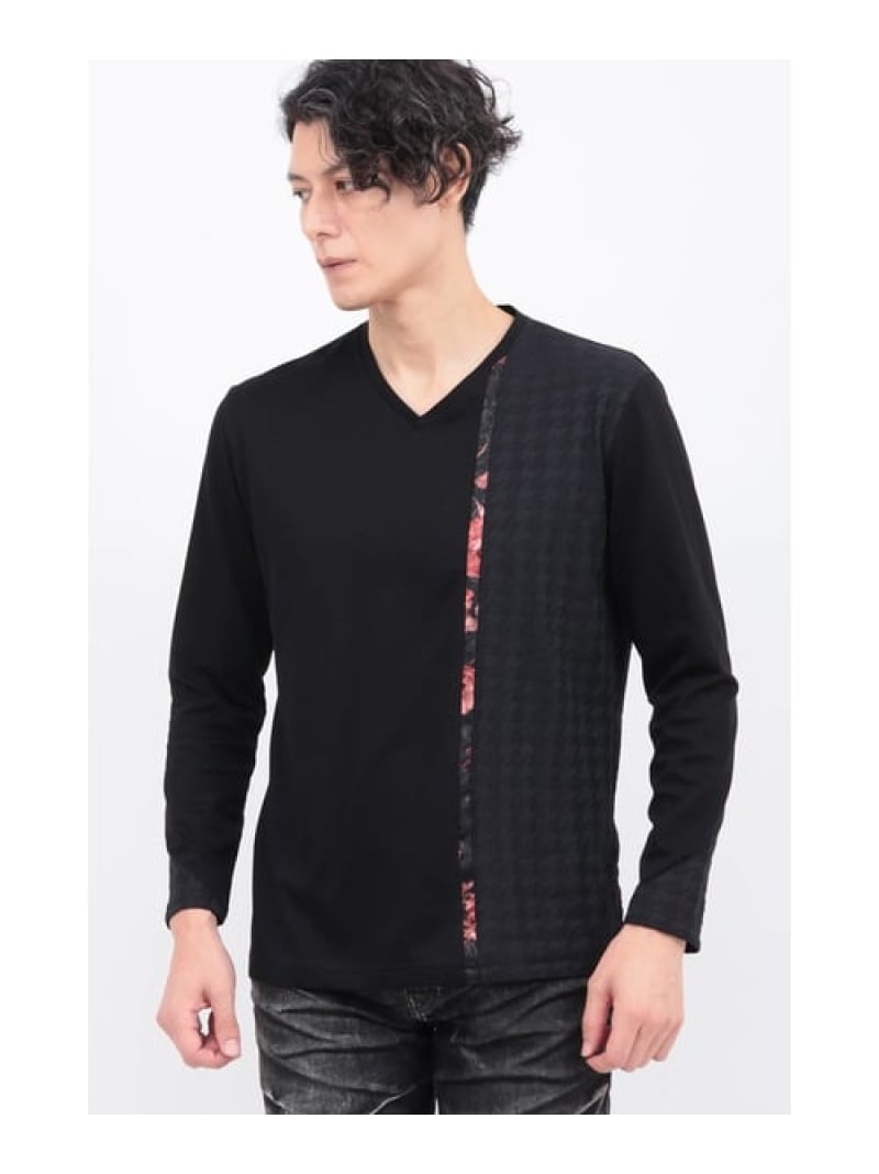 【SALE／30%OFF】TORNADO MART TORNADO MART∴コンビネーションラインキリカエナガソデカットソー トルネードマート トップス カットソー・Tシャツ ブラック ホワイト【RBA_E】【送料無料】