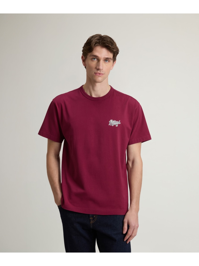 WOOLRICH 【公式】コットン エンブレム ティーシャツ ウールリッチ トップス カットソー・Tシャツ ブラック ホワイト【送料無料】