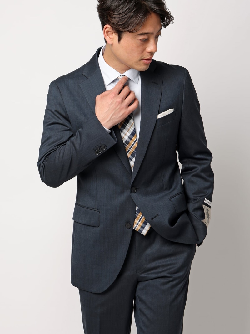 SUIT SQUARE スーツ ウォッシャブル 2つボタン Premium Wool Blend スーツ スクエア スーツ・フォーマル セットアップスーツ ブルー【送料無料】| Fashion Men