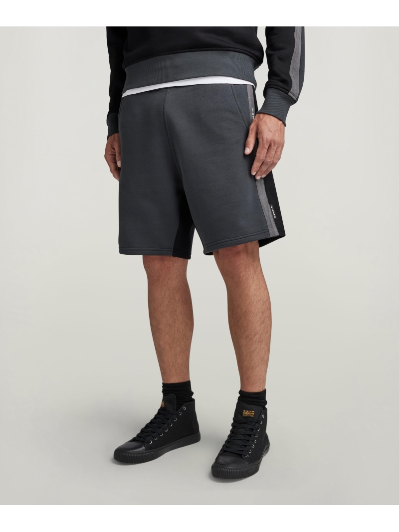 【SALE／30%OFF】G-Star RAW 【堅苦しさ販売店】TAPE COLOR BLOCK SWEAT SHORTS/テープデザインスウェットショートパンツ ジースターロゥ ズボン下 ジャージ・スウェットパンツ 黒いこと【RBA_E】【貨物輸送無料】