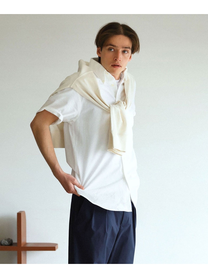 BROOKS BROTHERS ◆オンラインストア限定◆ コットン ビッグGFロゴ シアサッカー ショートスリーブ カジュアルシャツ Traditional Fit ブルックス ブラザーズ トップス シャツ・ブラウス ベージュ ホワイト【送料無料】