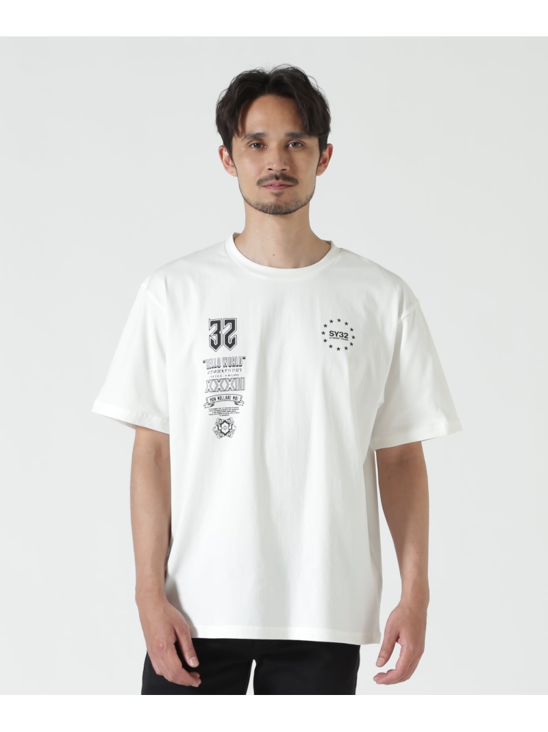 ROYAL FLASH SY32 by SWEET YEARS /MULTI LOGO TEE ロイヤルフラッシュ トップス カットソー・Tシャツ ブラック ホワイト【送料無料】
