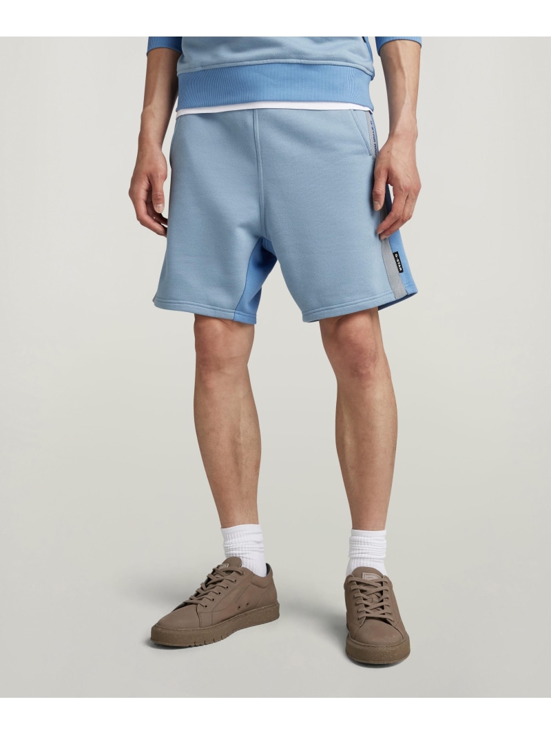 【SALE／30%OFF】G-Star RAW 【堅苦しさ販売店】TAPE COLOR BLOCK SWEAT SHORTS/テープデザインスウェットショートパンツ ジースターロゥ ズボン下 ジャージ・スウェットパンツ 青色【RBA_E】【貨物輸送無料】