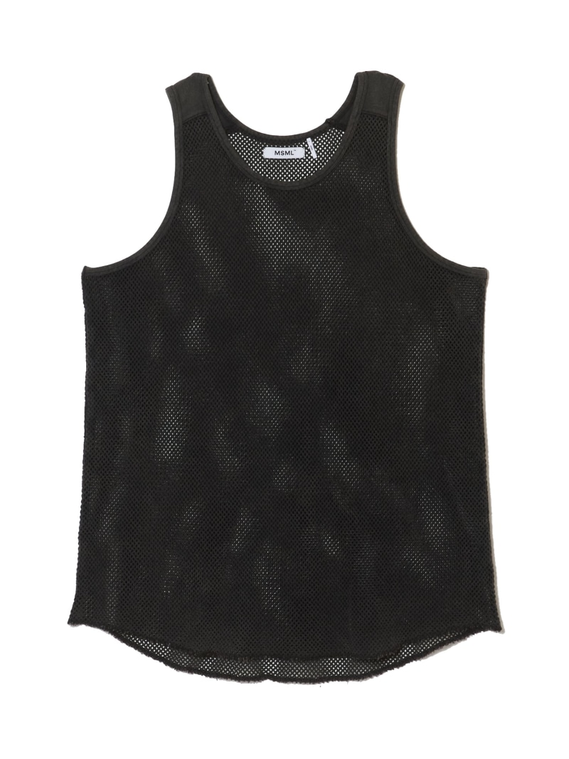 MSML GARMENT DYE MESH TANKTOP ガーメントダイ メッシュ タンクトップ ガーデン トップス カットソー・Tシャツ ブラック【送料無料】