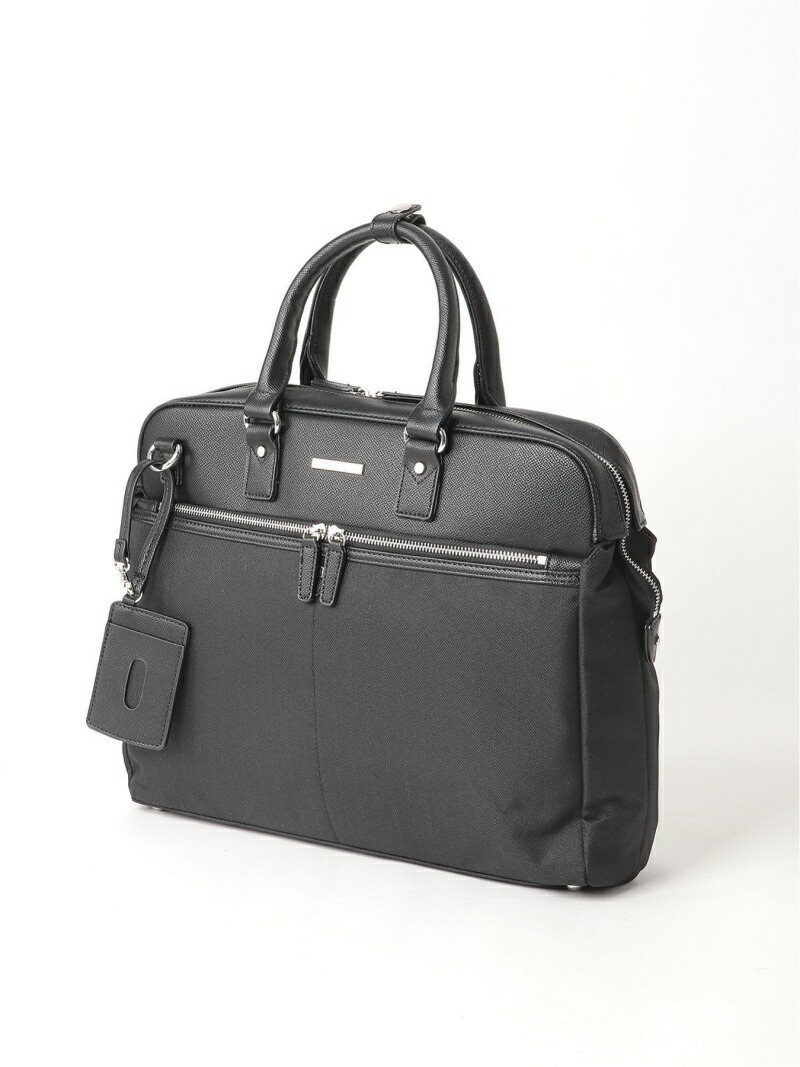 m.f.editorial ヘリンボン*シボ 2WAY ブリーフバッグ A4対応 タカキュー バッグ ビジネスバッグ ブラック
