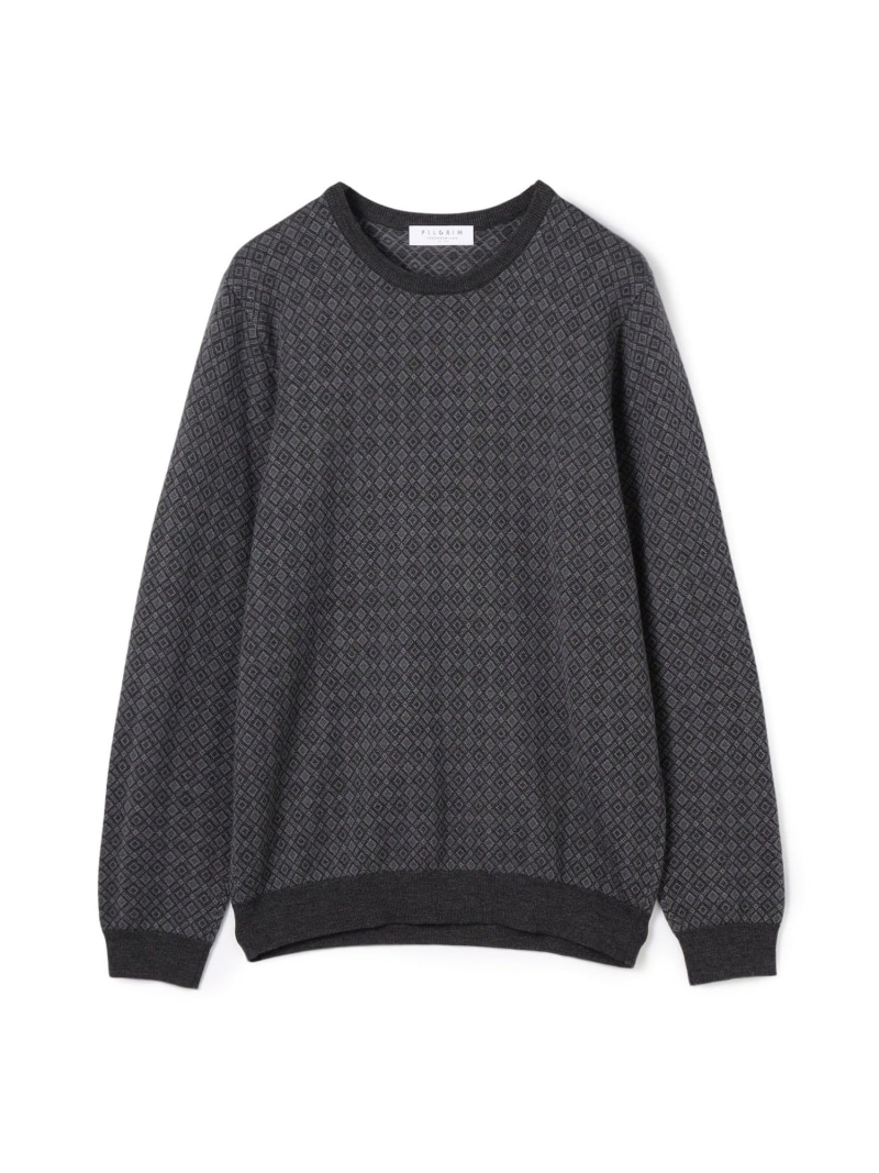 【SALE／30%OFF】TOMORROWLAND MEN ウールシルクカシミヤ ジオメトリック柄 クルーネックプルオーバーニット トゥモローランド トップス ニット ブラウン ネイビー グレー【RBA_E】【送料無料】