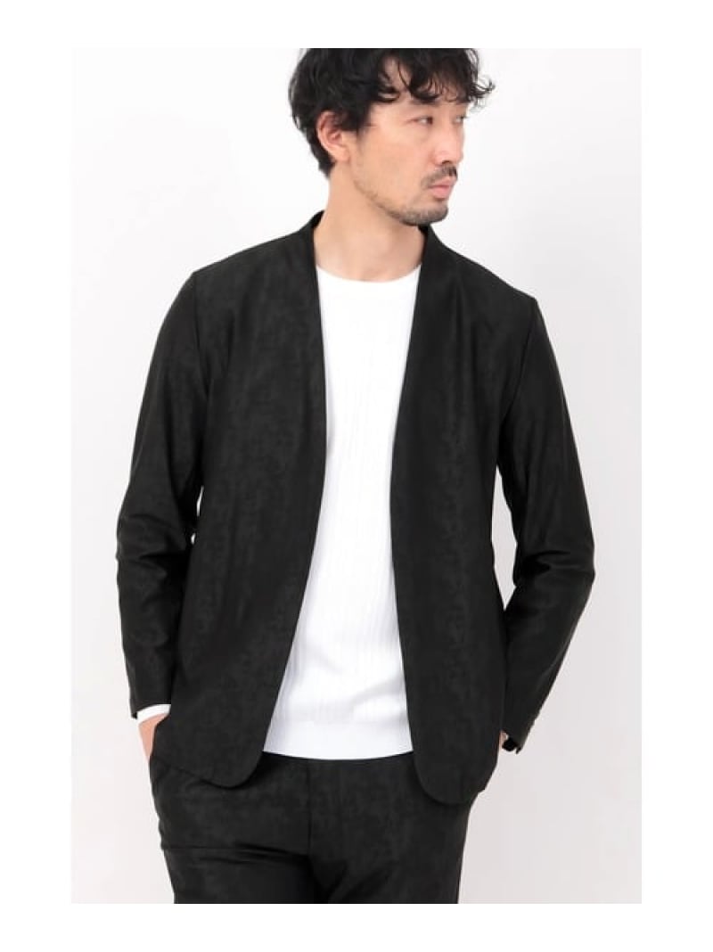 HIGH STREET HIGH STREET∴4WAYブラッシュジャガードノーカラージャケット トルネードマート トップス カットソー・Tシャツ ブラック グレー ベージュ【送料無料】