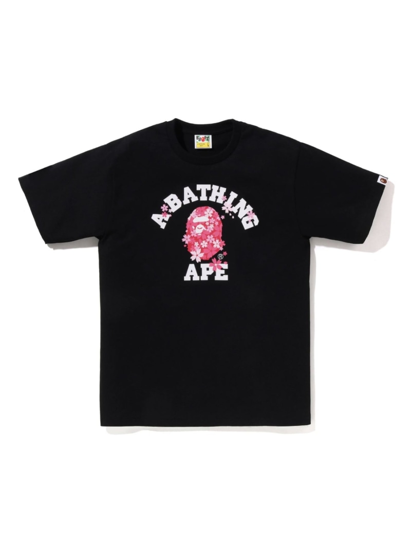 A BATHING APE SAKURA COLLEGE TEE ア ベイシング エイプ トップス カットソー・Tシャツ ホワイト ブラック【送料無料】