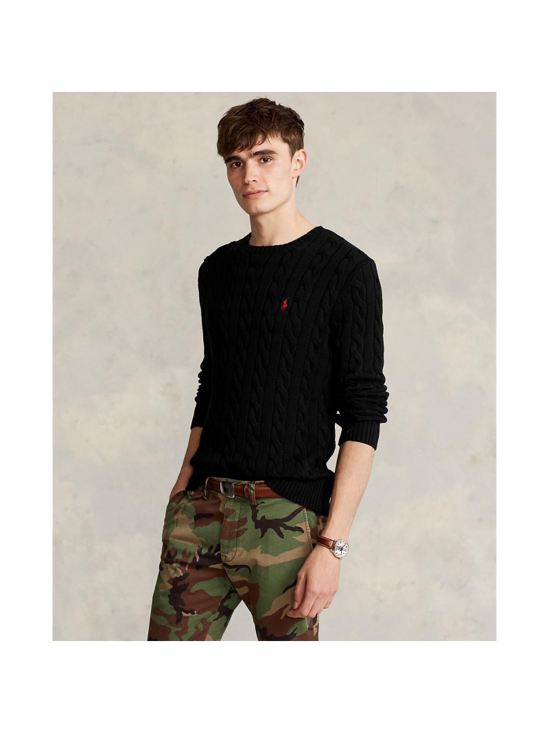 POLO RALPH LAUREN ケーブルニット コットン セーター ラルフローレン トップス ニット ブラック【送料無料】｜ Fashion Men 21,087円