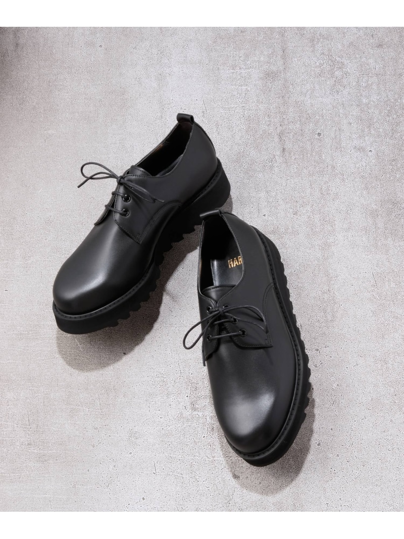チャンキーモカシューズ　HARE レザーシューズ 未使用】hare(ハレ) チャンキーモカシューズ 黒 メンズ 27 5 L