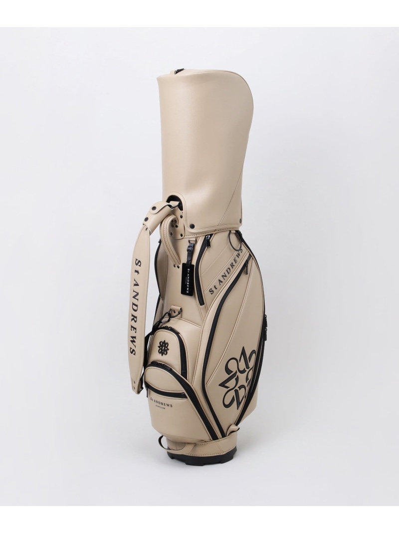St ANDREWS シンセティックレザーキャディーバッグ (46in相応う) (UNISEX) セントアンドリュース 運動競技・アウトドア装置 ゴルフグッズ 白いこと 黒いこと ベージュ【貨物輸送無料】
